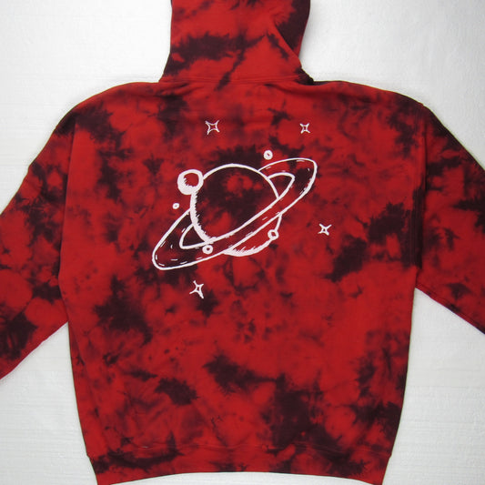 Screen Printed Black and Red Splatter Hoodie XL