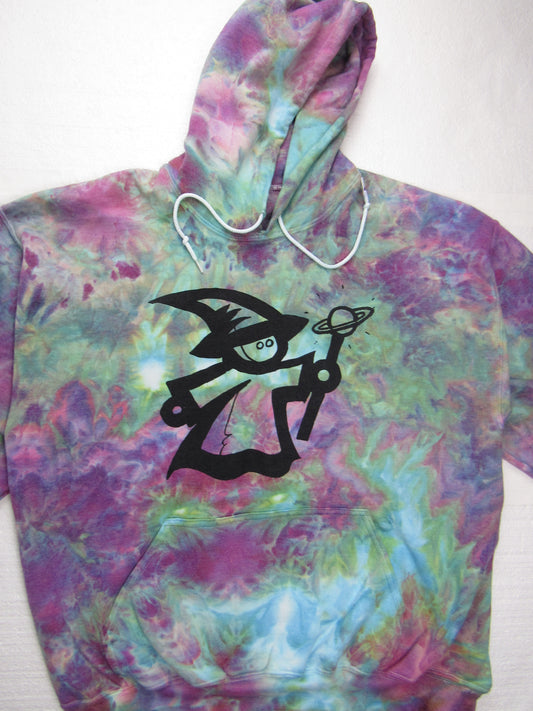 Double Screen Printed Purple and Green Hoodie XL